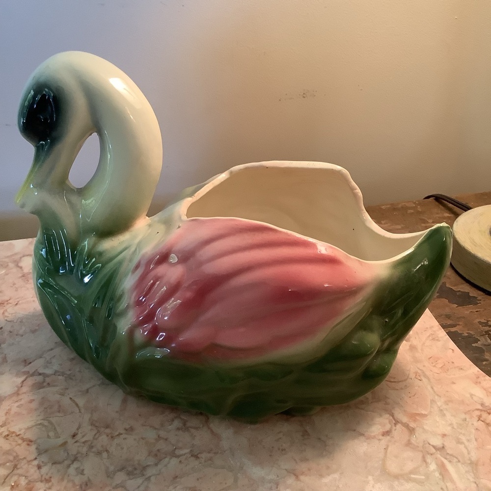 Vintage USA Ceramic Swan Planter